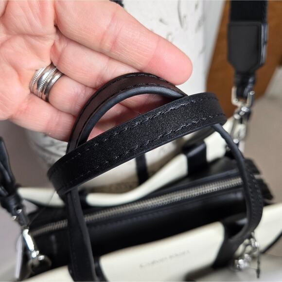 NWT CALVIN KLEIN Womens Off White Grey and Black Handbag with Crossbody Strap - Picture 9 of 14